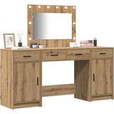 3 komada Set toaletnog stolića s LED osvjetljenjem od konstruiranog drveta | shoptok.hr