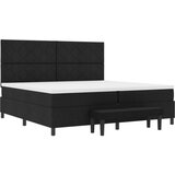 vidaXL Postelja s pomladjo z vzmetnico in klopjo črna 200x200 cm tkanina, (22083956) | Shoptok.si
