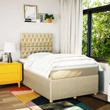 vidaXL Box spring postelja z vzmetnico krem 120x200 cm blago, (21305858) | Shoptok.si