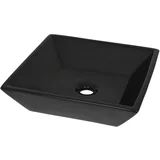 MAISON CHIC Keramični Umivalnik - Kopalna umivalnik - Lavabo kvadratne oblike črne barve 41,5x41,5x12 cm, (21685016)