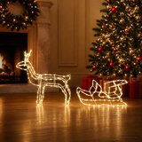  Božićna dekoracija s jelenom i sanjkama LOVIISA 240 LED lampica - Topla bijela | shoptok.hr