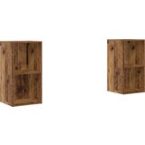 vidaXL Stenski TV kabinet 2 pcs Staro les 37 x 37 x 72 cm | Shoptok.si