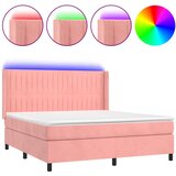  box spring s madracem LED ružičasti 160x200cm baršunasti | shoptok.hr