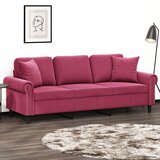 vidaXL Kavč trosed z okrasnimi blazinami vinsko rdeč 180 cm žamet | Shoptok.si