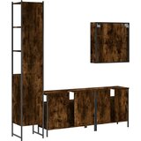  4-dijelni set kupaonskih ormarića boja dimljenog hrasta drveni Smeđa | Shoptok.si