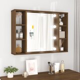 The Living Store Omarica z ogledalom in LED lučkami rjavi hrast 76x15x55 cm - Omarica Z Ogledalom, (21436854) Cene