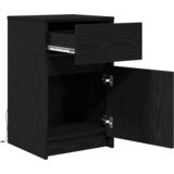  LED noćni ormarić s ladicama Crni hrast 38 x 34 x 61 cm Iverica | shoptok.hr