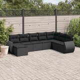  The Living Store Vrtna sedežna garnitura 8-delna z blazinami črn poli ratan - Vrtna Sedežna Garniture, (21473940) | Shoptok.si