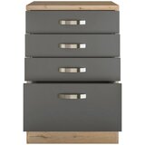 XXXL spodnja omarica s predali shadow, siva, barva hrasta | Shoptok.si