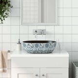 Nadgradni umivaonik crno-plavi ovalni 47 x 33 x 13 cm keramički Cijene
