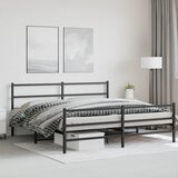 Metalni okvir kreveta s uzglavljem i podnožjem crni 183x213 cm | shoptok.hr