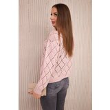 Kesi High-neckline sweater with diamond pattern powder pink | shoptok.hr