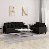  2-dijelni set sofa s jastucima crni od tkanine Cijene