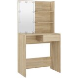  Toaletni stolić s LED rasvjetom, hrast sonoma, 74,5 x 40 x 141 cm, inženjerski drvo | shoptok.hr