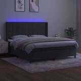  Krevet box spring s madracem LED tamnosivi 160x200 cm baršun | shoptok.hr