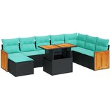  Vrtna garnitura - 11-dijelni set vrtnih sofa poliratan i bagrem s jastucima crni - Crna sa spremištem 1 | shoptok.hr
