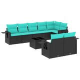 vidaXL 9-delni vrtni komplet sedežnih garnitur z blazinami črne barve poli ratan, (5000294330) | Shoptok.si