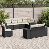 Maison Chic Seti vrtnega pohištva - Vrtna garnitura - Vrtni pohištvo set 8-delna z blazinami črn poli ratan, (21798902) | Shoptok.si