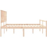 vidaXL Posteljni okvir z vzglavjem 200x200 cm trden les | Shoptok.si