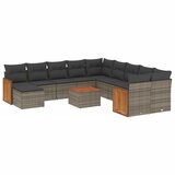  The Living Store Vrtna sedežna garnitura 12-delna z blazinami siva poli ratan - Vrtna Sedežna Garniture, (21464942) | Shoptok.si