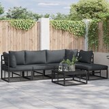vidaXL Vrtna sedežna garnitura 6 pcs Črna 70 x 70 x 32 cm Aluminij Cene
