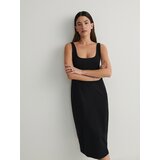 Reserved - Pamučna midi haljina - crno | shoptok.hr