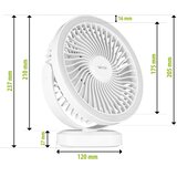  LED Punjiv stoni ventilator sa LED osvetljenjem LED/3W/5V USB 2400 mAh bela | Eponuda.com