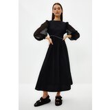 Trendyol Black Sleeve Chiffon Waist Pearl Detailed Evening Dress Cene