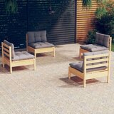  4-dijelna vrtna garnitura od borovine sa sivim jastucima | shoptok.hr