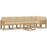 vidaXL Zunanja garnitura za sedenje 7 pcs Bela in bež Poliester, (5000281293) | Shoptok.si