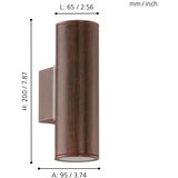 Eglo Riga vanjska zidna/2, led, gu10, 2x3w, čelik ocinčan/antik smeđa | shoptok.hr