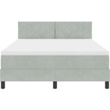 vidaXL Box Spring Postelja z Blazino Svetlo Siva 140x200 cm Žamet | Shoptok.si