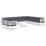 Maison Chic Seti vrtnega pohištva - Vrtna garnitura - Vrtni pohištvo set 11-delna z blazinami bela borovina, (21816099) | Shoptok.si
