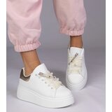 Gemre White sneakers with a golden insert and stiletto with rhinestones Floura | Shoptok.si