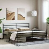  kovinski posteljni okvir z vzglavjem in vznožjem črn 193x203 cm, (20642177) | Shoptok.si