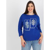 Fashion Hunters Women's dark blue blouse plus size with print | shoptok.hr