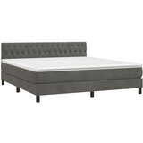  box spring s madracem LED tamnosivi 160x200 cm baršun | shoptok.hr