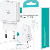Usams MREŽNI POLNILEC 2XUSB 18W + LIGHTNING KABEL ZA TELEFON, BEL, (22057750) | Shoptok.si