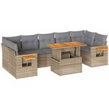 Maison Chic Seti vrtnega pohištva - Vrtna garnitura - Vrtni pohištvo set z blazinami 8-delna bež ratan/akacija, (21796423) | Shoptok.si
