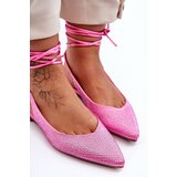 Boto Women's Lace-Up Ballet Flats Embellished with Studs Pink Jange | ePonuda.com