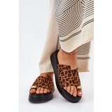 Boto Women's Platform Sandals With Low Wedge And Decorative Detail Leopard Print Brown Saqesse | Shoptok.si