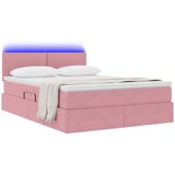  LED krevet za pohranu s madracem Ružičasta 140 x 190 cm Baršun | Eponuda.com