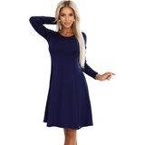 Numoco 567-2 Comfortable trapeze dress with long sleeves - navy blue | Shoptok.si