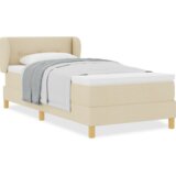 Box Spring Krevet s Madracem - Krem 100x200 cm Tkanina | shoptok.hr
