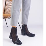 Gemre Black mesh block heel ankle boots Melarka | Shoptok.si