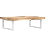 vidaXL Zidna polica za Lavabo - Umivaonik od čelika i masivnog bagremovog drva - Smeđa i bijela 60 x 50 x 4 cm 1 Pravokutno | shoptok.hr