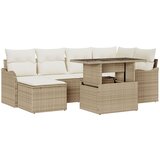 vidaXL 7-dijelni Vrtni Sofa Set s Jastucima Bež Poly Ratan, 2-sjedalni Vrtni Sofa s Jastucima Bež Poly Ratan Cijene