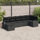 vidaXL 7-delni set vrtnih kavčev z blazinami črn rattan | Shoptok.si
