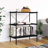 vidaXL 3-nadstropni regal s policami črn 80x40x92 cm Cene