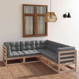  Sedežna garnitura 5-delna z blazinami trdna borovina | Shoptok.si